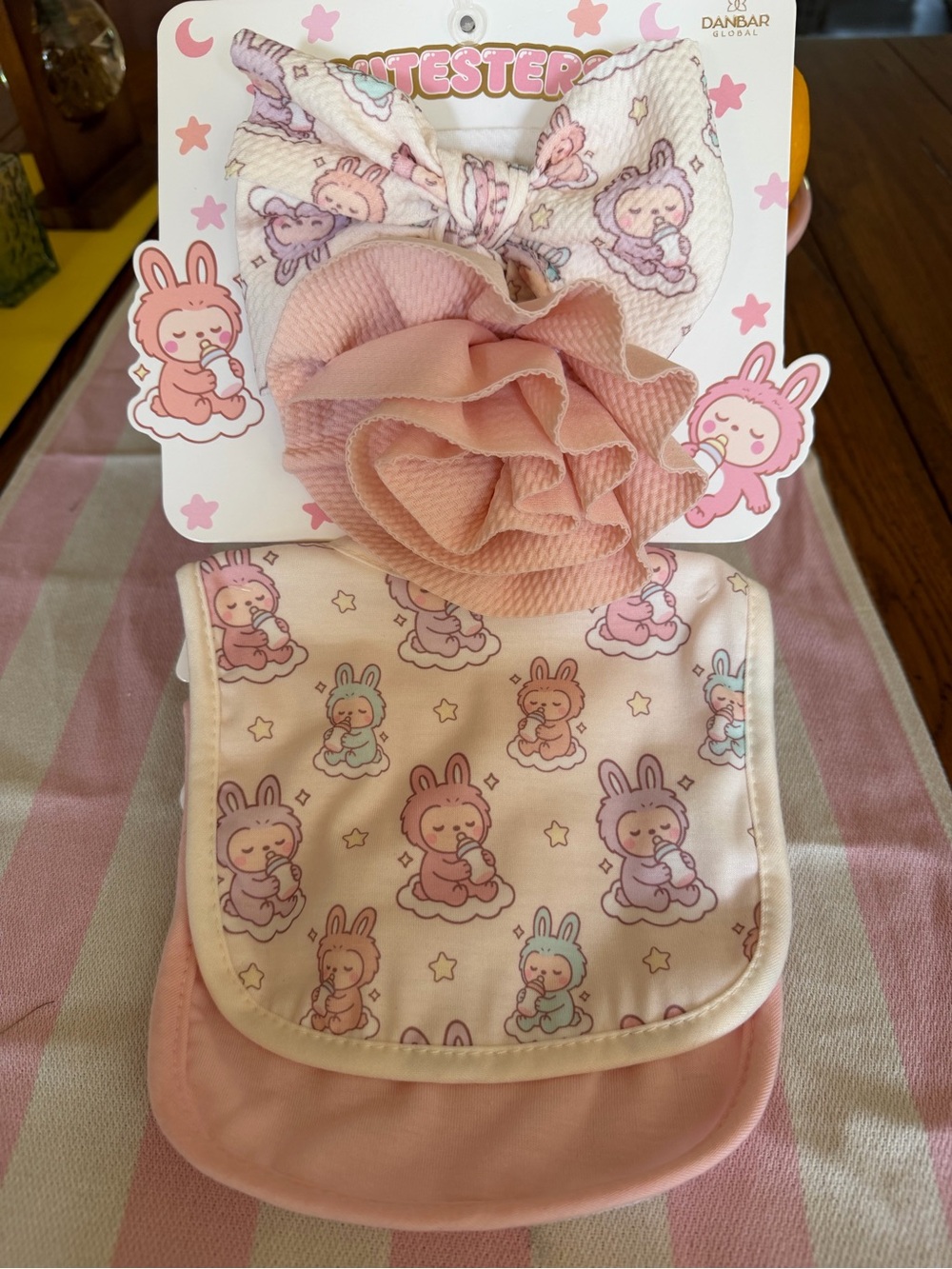 Pink Baby Bib & Headband Set